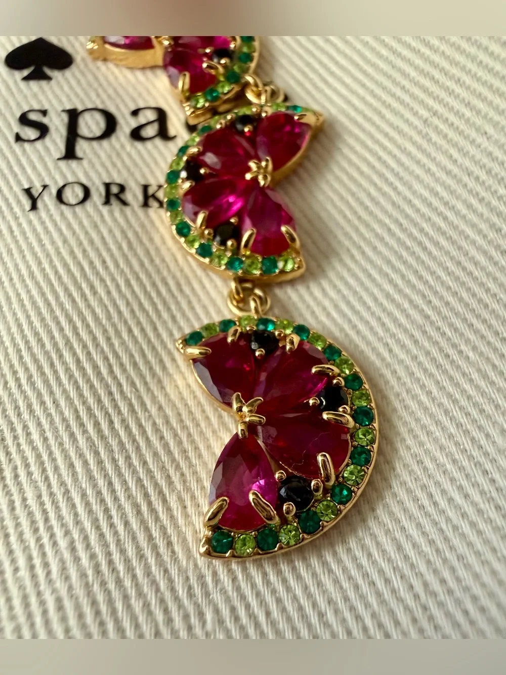 Kate Spade Pave Watermelon Linear Drop Earrings